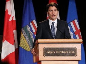 Prime Minister Justin Trudeau speaks to a Canadian Club of Calgary luncheon at the Calgary Petroleum Club on Feb. 6, 2015.