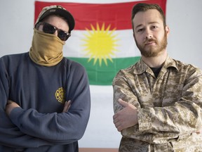 Calgarians John Gallagher, right, who was killed fighting terrorist group ISIS in Syria last week, and Jason (name withheld by request), volunteered to fight alongside Kurdish forces out of a sense of justice.