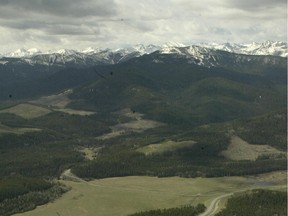 An aerial photo of the Sibbald Flats campground. A public gun range nearby will close at the end of December.