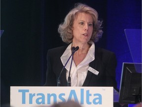 Dawn Farrell, CEO of TransAlta, addresses shareholders at the annual general meeting in April.