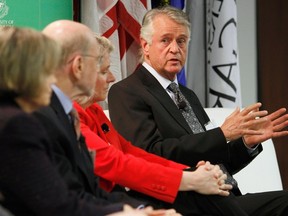 Former Enbridge CEO Pat Daniel, right, alongside University of Calgary president Elizabeth Cannon and former dean of the Haskayne School of Business Leonard Waverman, at the launch of the Enbridge Centre at University of Calgary on March 27, 2012.