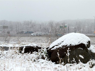 A sudden dump of snow has left Calgary and the surrounding area covered in a blanket of white on November 2, 2015.