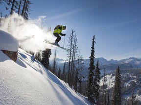 Keenan Cannady gets some air during a heli-ski trip with Canadian Mountain Holidays.
