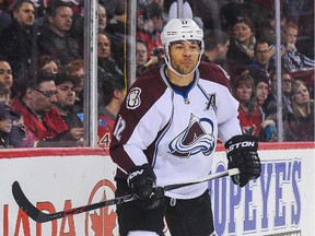 CALGARY, AB - MARCH 23: Jarome Iginla #12 of the Colorado Avalanche skates against the Calgary Flames during an NHL game at Scotiabank Saddledome on March 23, 2015 in Calgary, Alberta, Canada.