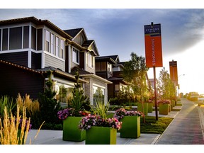 The streetscape at Symons Gate in northwest Calgary.