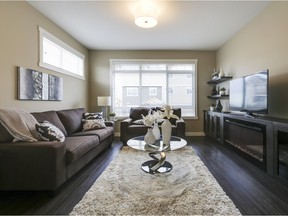 The great room in the Aspen end unit which is part of Arrive at Skyview Ranch Arbours.