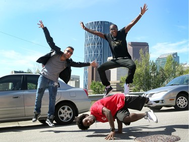 DJ Oveous, dance battle guest Cebo and Change the Game Project founder Bobby Mileage are in Calgary for a week long street dance camp finishing with a dance battle this weekend. They were photographed on August 17, 2015.