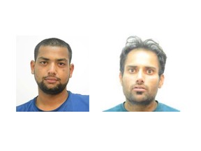 City police are searching for Gaiven Singh Mahal (left), and Davinder Singh Sanghera (right), in connection with an incident on Thursday, November 26, 2015, in which two men allegedly threatened to shoot a resident in the 0-100 block of Castleridge Crescent N.E.
