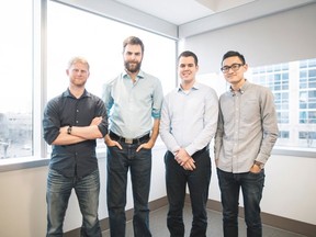 Left to right: GrooveDish team, Joel Wegner, Chris Serafin, Mark Bieber, and Nicholas Yee.