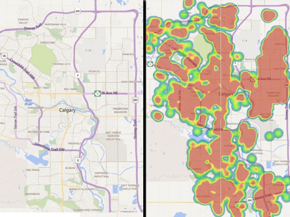 Heat Map Shows How Domestic Violence Impacts Calgarians Vancouver Sun   Heat Map1 