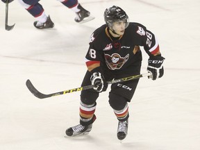 Calgary Hitmen's Tyler Mrkonjic is seen during Friday's game. Despite his hot play of late, the local WHL squad fell 4-3 to the Regina Pats in overtime.