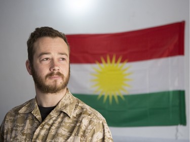 John Gallagher, a Canadian volunteering on the peshmerga Kurdish Forces' front lines in fight against ISIS, is photographed on a base just south of Kirkuk in northern Iraq, on May 14, 2015. New reports say that Gallagher was murdered by ISIS suicide bomber in Syria November 4, 2015.
