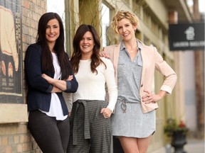 Press + Post Communications director Kelly Steward, left, with partners Sarah Geddes, centre, and Kelly Doody have created a newly merged communications and content marketing firm in Calgary.