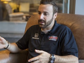 Crystal Schick/ Calgary Herald CALGARY, AB -- James Hinchcliffe, Canadian IndyCar Series race car driver, talks with Herald reporter Jeff Mackinnon in Calgary, on November 26, 2015. --  (Crystal Schick/Calgary Herald) (For Sports story by  Jeff Mackinnon) 00070381A