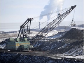 A giant drag line works in the Highvale Coal Mine to feed the nearby Sundance Power Plant near Wabamun.