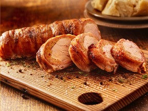 Bacon-Wrapped Pork Tenderloin with Chorizo