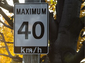 Speed limit signs on Parnell St. in St. Catharines on Tuesday, Nov. 3, 2015.  Julie Jocsak/ St. Catharines Standard/ Postmedia Network