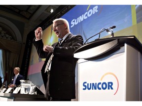 Suncor president Steve Williams talks to shareholders before the company's 2014 annual general meeting.