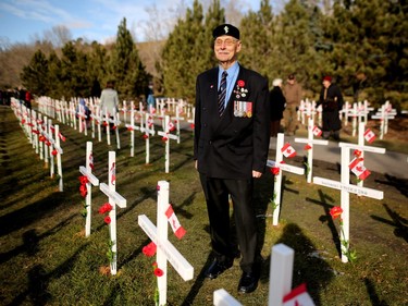 Veteran James Blake, 84 at the Field of Crosses during Remembrance Day ceremonies.