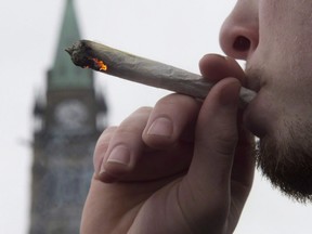 A man lights a marijuana joint as he participates in the 4/20 protest on Parliament Hill in Ottawa, April 20, 2015. It has taken more than 40 years but the government of Canada is finally formally committing to legalizing marijuana. Gov. Gen. David Johnston delivered the governing priorities of Justin Trudeau's Liberals in the speech from the throne Friday, including a pledge to "legalize, regulate and restrict access to marijuana." THE CANADIAN PRESS/Adrian Wyld