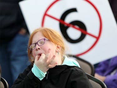 Emily Prescott,11, joined her family and hundreds of other area farmers and ranchers at the Best Western in Okotoks to protest Bill 6.