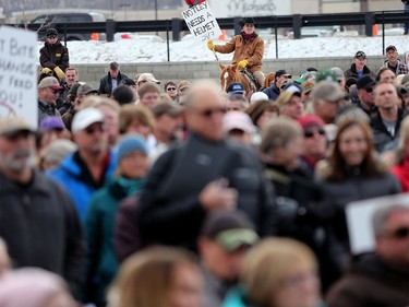 Hundreds of local farmers and ranchers protest Bill 6 at the Best Western in Okotoks.