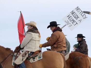 Farmers and ranchers attended a Bill 6 protest in Okotoks Wednesday.