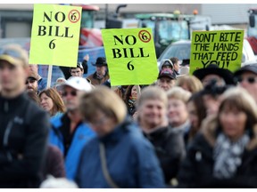 Hundreds of local farmers and ranchers protest Bill 6 at the Best Western in Okotoks.