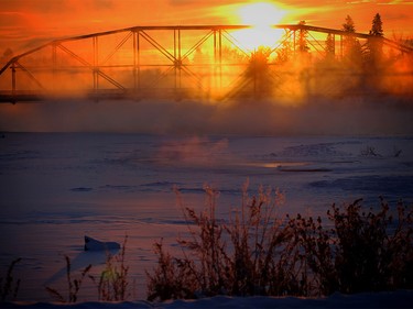 Sunrise on a cold Christmas morning in Calgary.