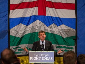 Wildrose leader Brian Jean speaks at a Wildrose fundraising event at the Telus Convention Centre in Calgary on Dec. 9.