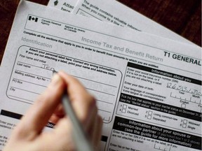 A tax form is pictured in Toronto on April 13, 2011.