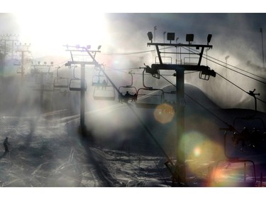 Calgarians rejoicing at Canada Olympic Park as they are looking at a white Christmas in Calgary on December 22, 2015.