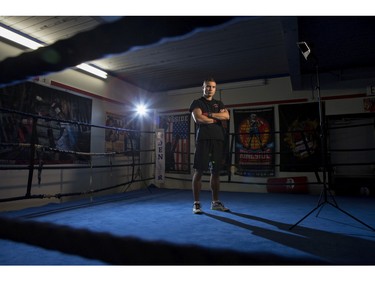 Undefeated Polish boxer Łukasz Wierzbicki in the ring at Bowmont Boxing Club prior to his Dekada Premier Fight Night card at the Genesis Centre in Calgary, on October 14, 2015.