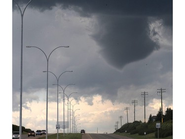 A distinct funnel cloud forms over Tsuu T'ina Wednesday afternoon July 22, 2015.