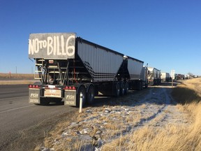 Farmers down by Nanton took their protest on Bill 6 to Highway 2.