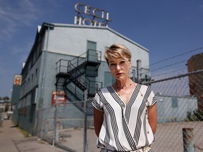 Susan Veres, vice president with Calgary Municipal Land Corporation, outside the Cecil Hotel in Calgary on August 12, 2015.