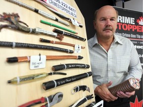 Calgary Crime Stoppers Association president Roger Monette showed some of the examples of copper that had been stolen and since recovered during a press conference on January 23, 2013.