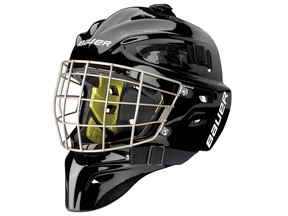 NME 10 Goal Mask with Certified Titanium Oval Wire. The Bauer mask is part of a recall in the U.S. and Canada due to facial impact or laceration hazard. Handout photo from U.S. Consumer Product Safety Commission. Dec. 23, 2015.