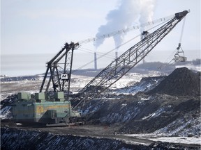 A giant drag line works in the Highvale Coal Mine to feed the nearby Sundance Power Plant near Wabamun.