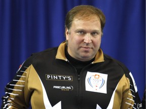 Marcel Rocque, head coach of the Rachel Homan rink watches before Homan captured the Canada Cup women's title in Grande Prairie earlier this month. Rocque who nearly guided a Chinese team to an Olympic medal and now has coached Homan to terrific success this season, is building a hugely impressive resume.