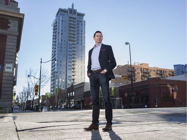 Kevin Morgans, vice president Avison Young, poses for a photo in the Beltline area in Calgary, on November 27, 2015, which is just one area they are working positively with retail space.