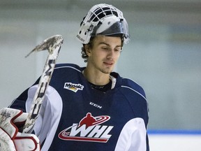 Nik Amundrud recorded his first win with the Calgary Hitmen, his 26 saves helping the local WHL squad to a 6-4 victory over Brandon on Tuesday night.