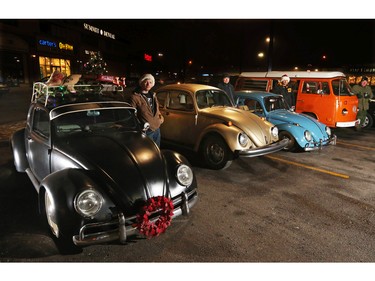 Members of the Vintage VW club including founder David Stockdale, third from left, meet up in Shawnessy before going for a cruise to Spruce Meadows on Saturday December 12, 2015.