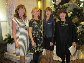 The Children's Hospital Aid Society (CHAS) Christmas Luncheon was a resounding success with more than 500 people attending and raising money for the Cornerstone Youth Centre. From left: event co-chair Kathy Foster; Jane Wachowich with Cornerstone Youth Centre; CHAS president Geri Moon; and Sydney Pieschel, event co-chair.