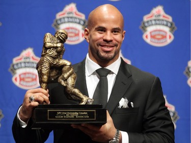 Calgary Stampeders running back Jon Cornish was named the Most Outstanding Canadian during the Finest CFL Player's Awards in Toronto on November 22, 2012.