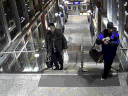 Calgary Police released these surveillance camera images of two man being sought in connection with anti-Muslim graffiti spray-painted at the Tuscany CTrain station and its parking lot.