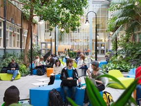 The atrium in the University of Calgary's administration building offers a setting to be social or seek solitude.