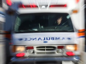 An ambulance arrives at the emergency ward at Foothills Hospital.