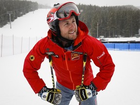 Canada's Brady Leman looks out on the course following a training run for the World Cup ski cross event in Nakiska, Alta.,  on Jan. 20, 2016.