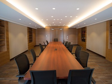 A meeting room inside the former Premier Alison Redford's so-called sky palace that's now been repurposed as meeting rooms in Edmonton, Alta., on Tuesday, January 26, 2016. The space came to symbolize the excesses of the Progressive Conservative government.